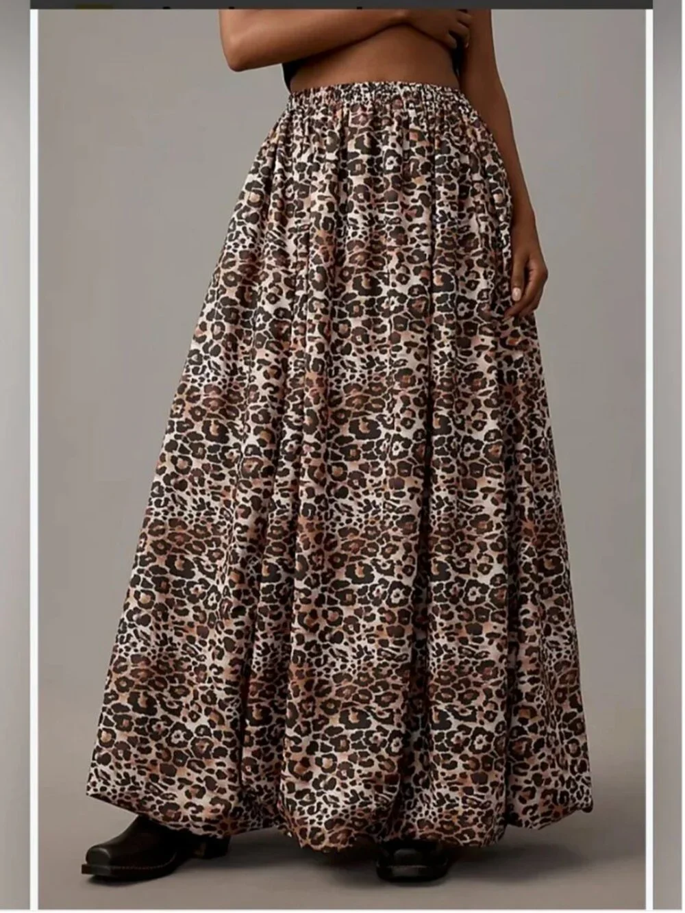 Anthropologie Bubble Leopard Print Maxi Skirt size S